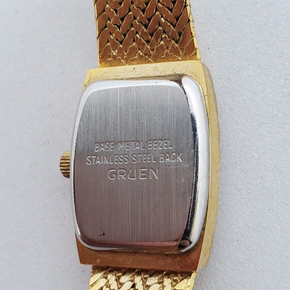 Gruen Women\'s Watch 15MM Gold Dial Gold Bracelet Band Up to 7\
